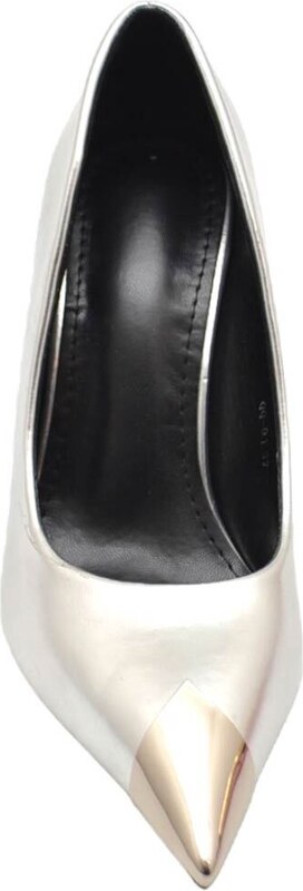 Malu Shoes Decolette' donna pelle matte argento satinato con punta gioiello tacco 10 cm spillo