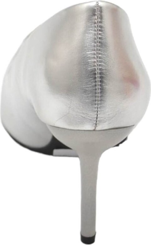 Malu Shoes Decolette' donna pelle matte argento satinato con punta gioiello tacco 10 cm spillo