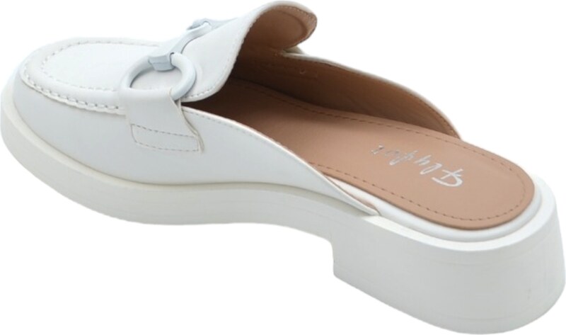 Malu Shoes Mocassino donna mules bianco con morsetto tono su tono aperto dietro gomma platform antiscivolo moda