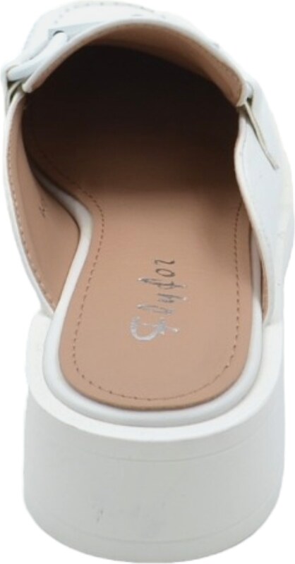 Malu Shoes Mocassino donna mules bianco con morsetto tono su tono aperto dietro gomma platform antiscivolo moda