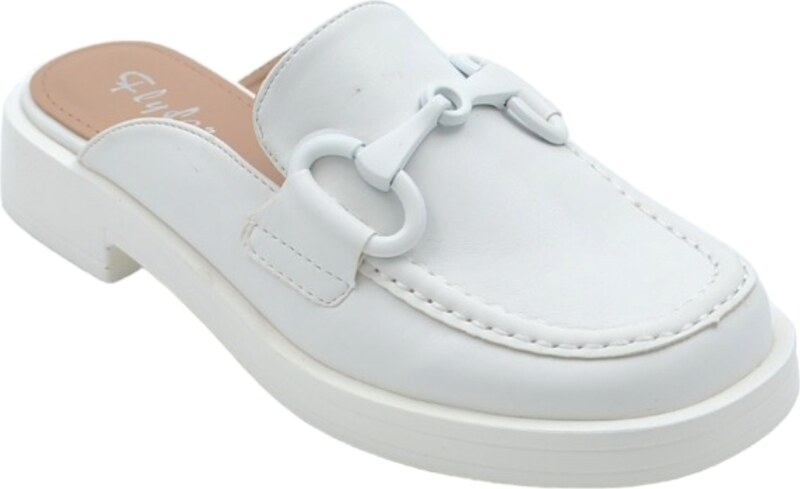 Malu Shoes Mocassino donna mules bianco con morsetto tono su tono aperto dietro gomma platform antiscivolo moda