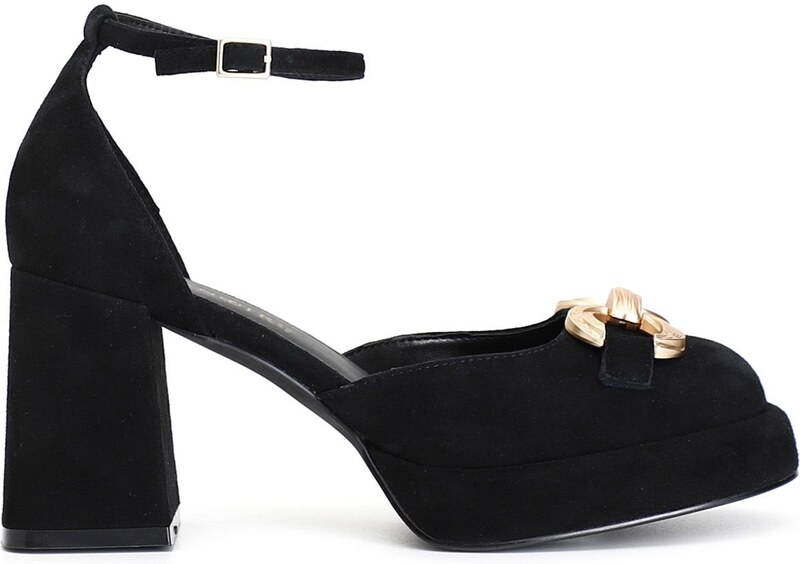 Cafènoir LD5030 Décolleté in camoscio con laccio e morsetto