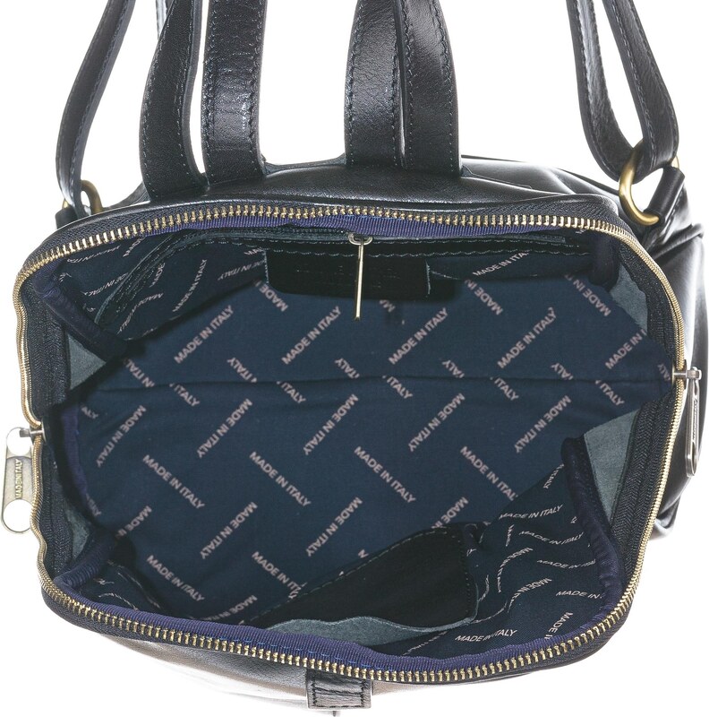 Zaino donna in vera pelle MONTE VENTUROSA, colore NERO, CHIAROSCURO, Made in Italy