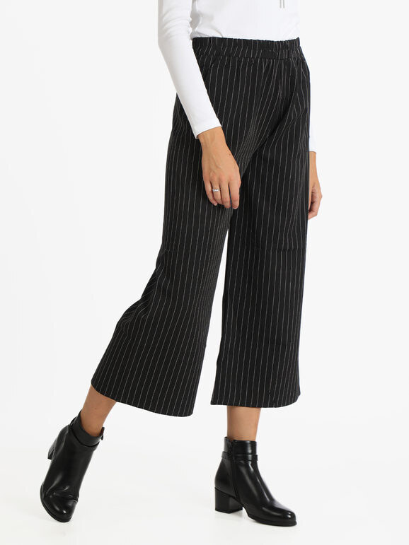 Solada Pantaloni Gessati Donna a Gamba Larga Casual Nero Taglia L