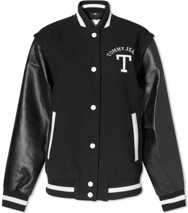 Tommy Hilfiger Tjw Zip Off Sleeve Letterman Black Giubbotti Woman AI23 promo