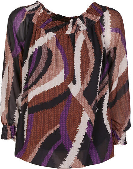 Pink Black Blusa Donna a Fantasia Bluse Nero Taglia Unica