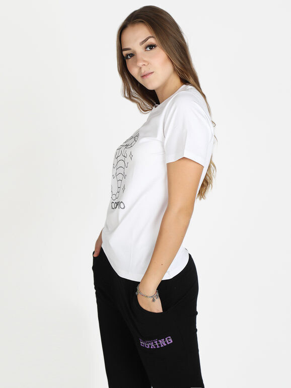 Solada T-shirt Manica Corta Donna Segno Zodiacale Scorpione Bianco Taglia 3xl