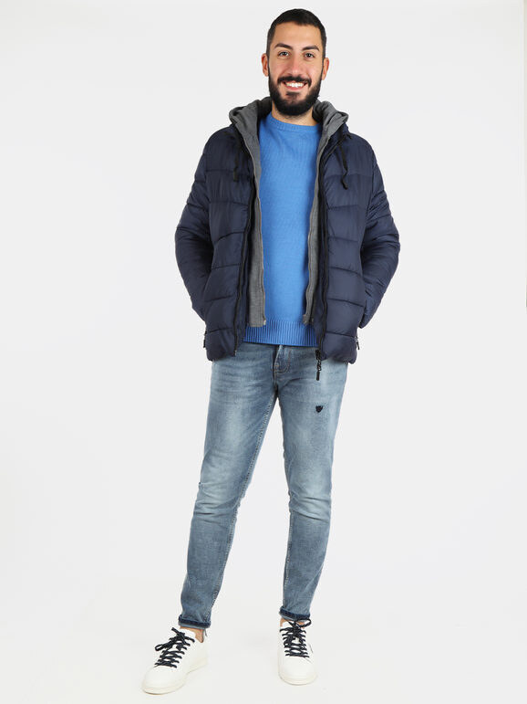 Solada Giubbotto Uomo Imbottito Con Cappuccio Giacconi e Blu Taglia M