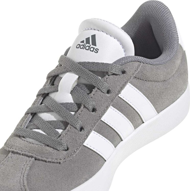 Sneakers grigie da ragazzo con strisce bianche adidas VL Court 3.0 K