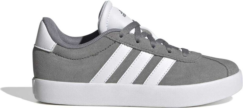 Sneakers grigie da ragazzo con strisce bianche adidas VL Court 3.0 K