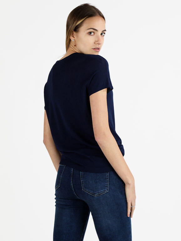 Coveri Moving Blusa Donna Con Girocollo Di Strass Bluse Blu Taglia Xl