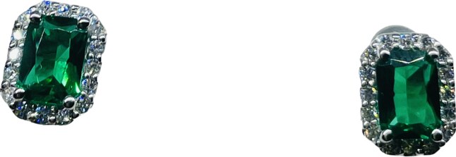 Orecchini iGold con punto luce rettangolare verde Oro Bianco 375 9KT