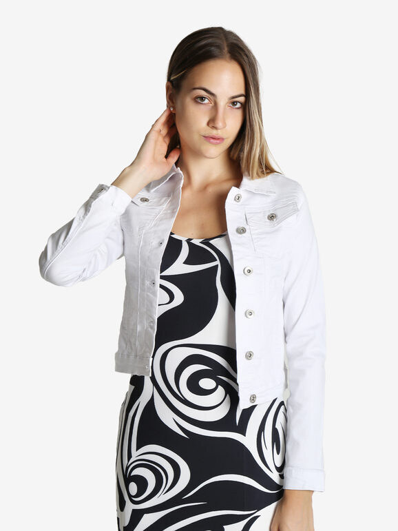 Solada Giacca In Jeans Donna Bianco Taglia L