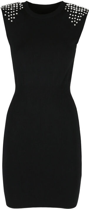 Solada Vestito Donna Smanicato In Maglia Con Dettagli Strass Vestiti Nero Taglia Unica