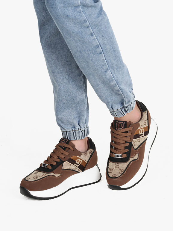 Laura Biagiotti Sneakers Donna Stringate Con Platform Marrone Taglia 37