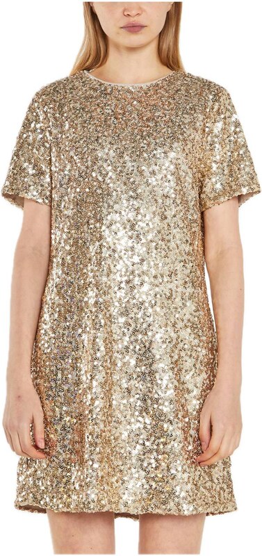Glamorous Ladies Dress - Gold Sequin Vestiti Woman AI24 promo