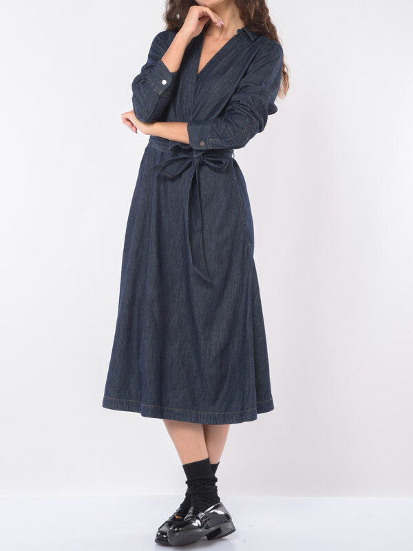 abito lungo da donna Ralph Lauren in denim con cintura