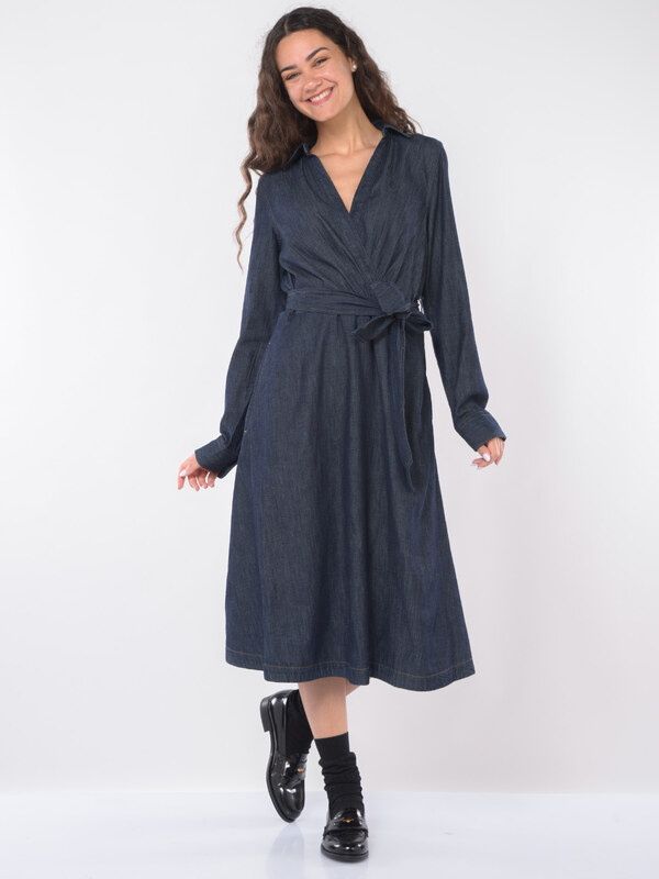 abito lungo da donna Ralph Lauren in denim con cintura