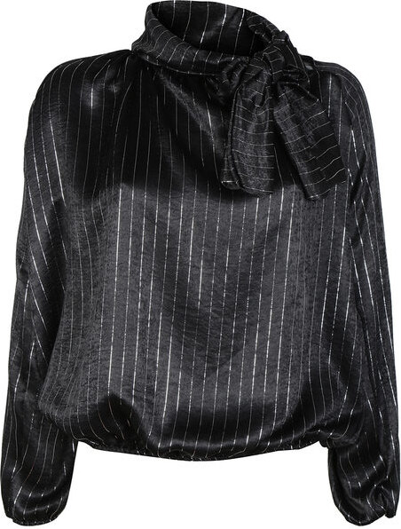 Daystar Camicetta Donna a Maniche Lunghe Con Righe Argento Bluse Nero Taglia Unica