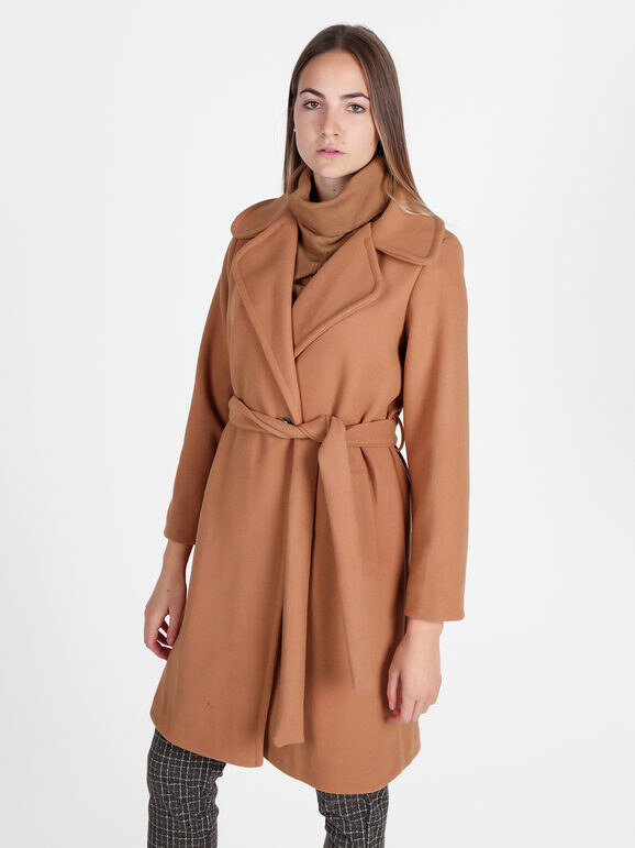 Solada Cappotto Donna Con Cintura e Bottoni a Doppiopetto Classici Marrone Taglia Unica