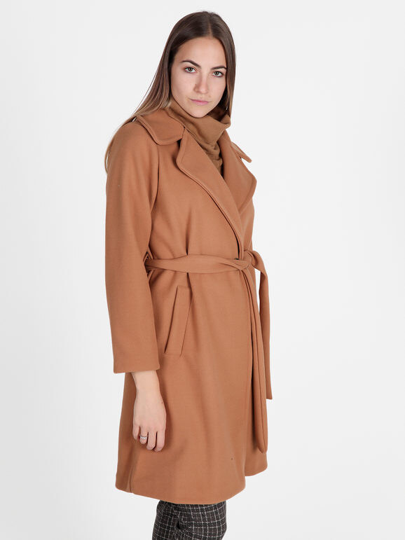 Solada Cappotto Donna Con Cintura e Bottoni a Doppiopetto Classici Marrone Taglia Unica