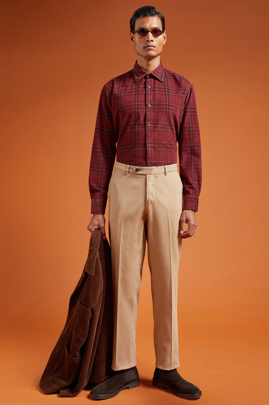 Doppelganger Pantalone classico uomo costruzione a nido d'ape regular fit