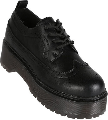 Gavi Francesine Donna Stringate Con Platform Nero Taglia 37