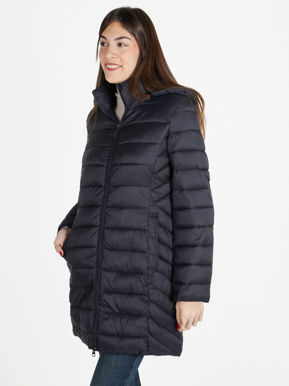 Flight Finery Piumino Lungo Da Donna Con Cappuccio Piumini Invernali Blu Taglia L