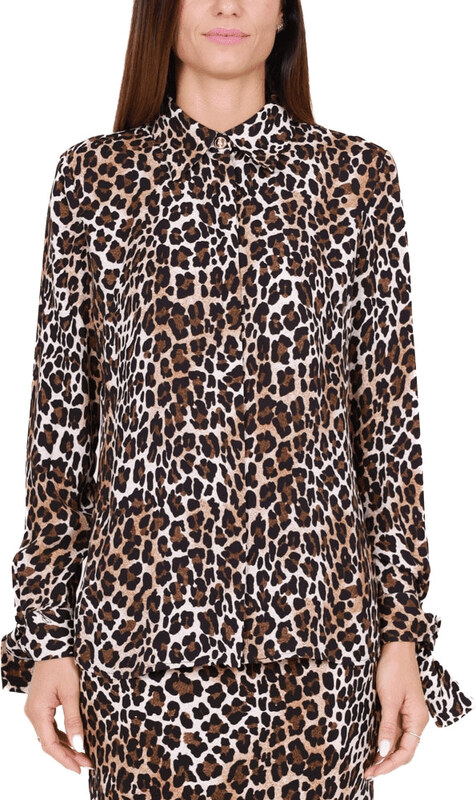 Elisabetta Franchi CAMICIA IN GEORGETTE STAMPA ANIMALIER NERO
