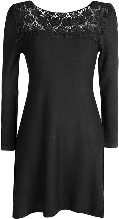 Solada Vestito Da Donna a Maniche Lunghe Con Scollo In Pizzo Macramè Vestiti Nero Taglia Unica