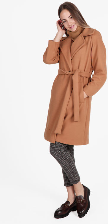 Solada Cappotto Donna Con Cintura e Bottoni a Doppiopetto Classici Marrone Taglia Unica