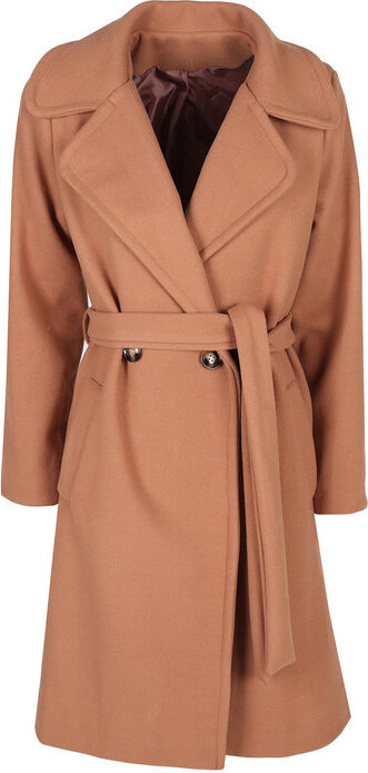 Solada Cappotto Donna Con Cintura e Bottoni a Doppiopetto Classici Marrone Taglia Unica