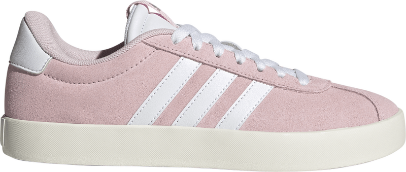 Sneakers da donna in pelle effetto scamosciato rosa e bianche adidas VL Court 3.0