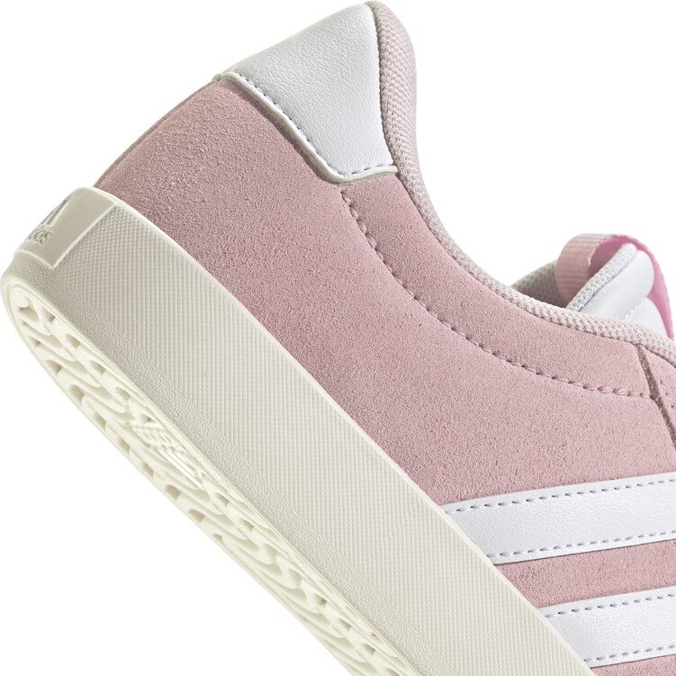 Sneakers da donna in pelle effetto scamosciato rosa e bianche adidas VL Court 3.0
