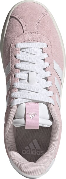 Sneakers da donna in pelle effetto scamosciato rosa e bianche adidas VL Court 3.0