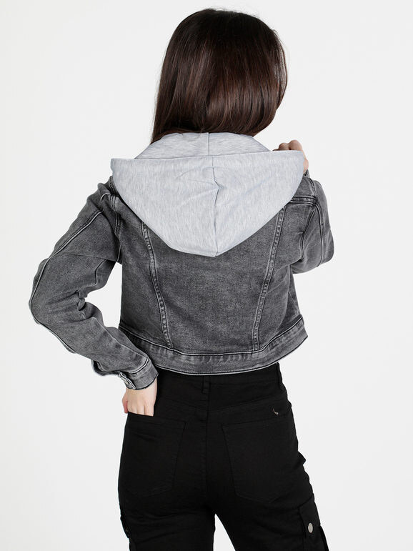 Solada Giacca Donna In Jeans Con Cappuccio Felpa Grigio Taglia L