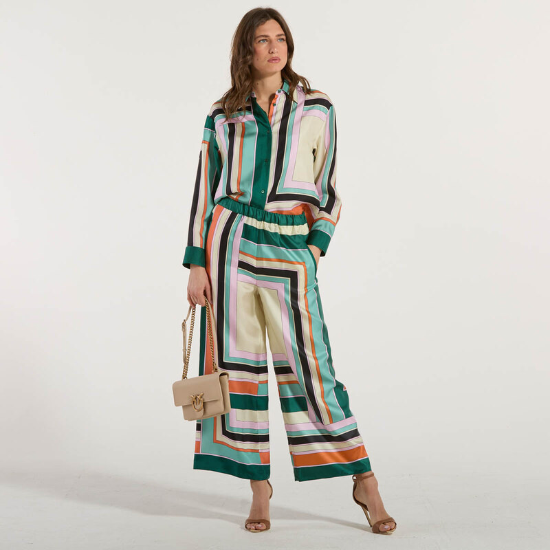 Maxmara pantalone in pura seta multicolor