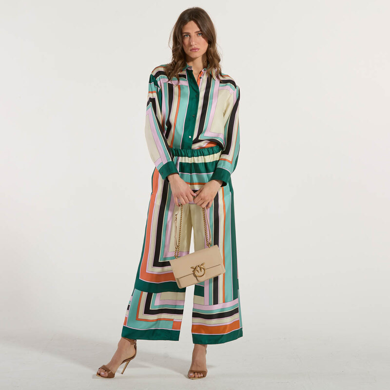 Maxmara pantalone in pura seta multicolor