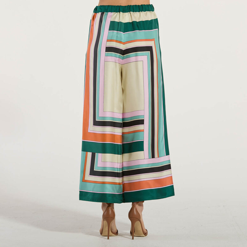 Maxmara pantalone in pura seta multicolor