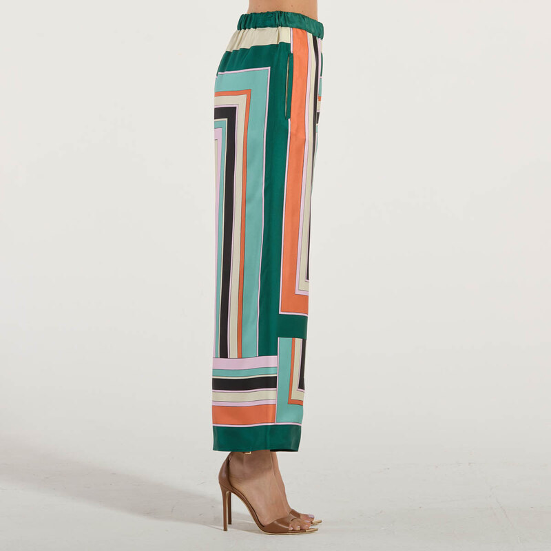 Maxmara pantalone in pura seta multicolor