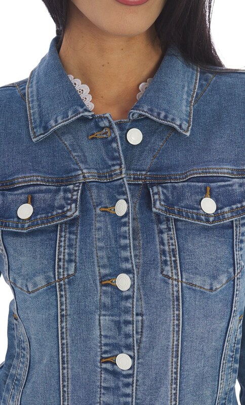 GIUBBOTTO IN DENIM WHITE WISE, Colore Azzurro