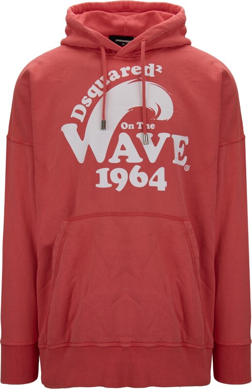 DSQUARED2 On the Wave S74GU0673 253 Hoodie-XS Rosso, Bianco Cotone, Elastan