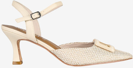 Marina Torres Décolleté Da Donna Con Cinturino Aperte Dietro Decolleté Beige Taglia 37