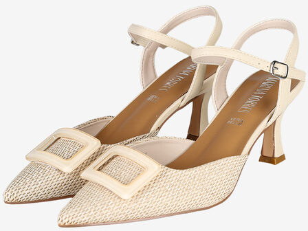 Marina Torres Décolleté Da Donna Con Cinturino Aperte Dietro Decolleté Beige Taglia 37