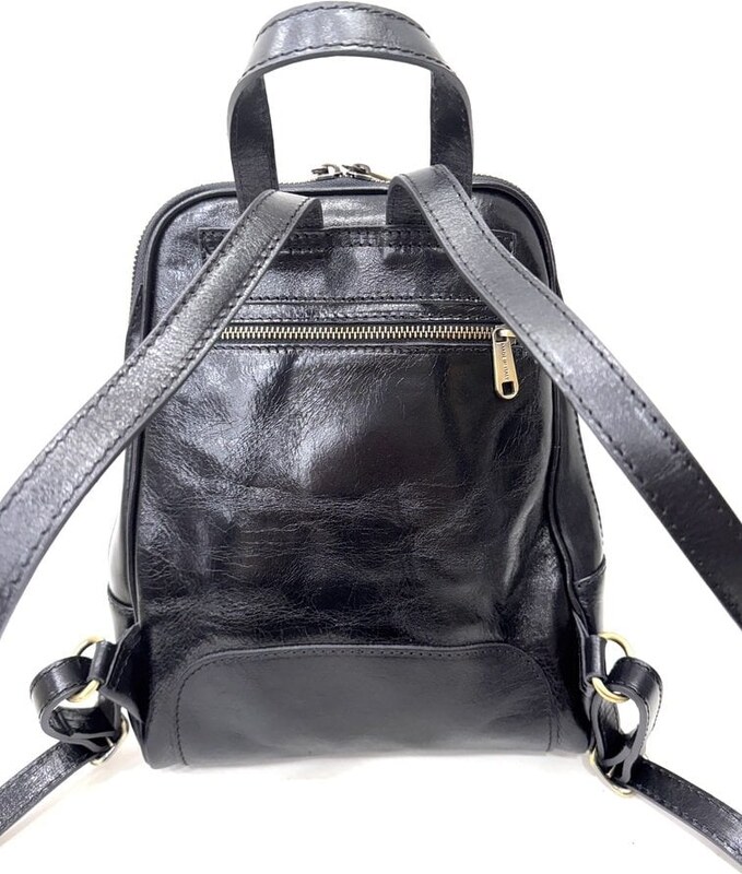 Zaino donna in vera pelle MONTE VENTUROSA, colore NERO, CHIAROSCURO, Made in Italy