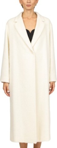 Mouche Cappotto Lungo Grigio In Alpaca - Bianco
