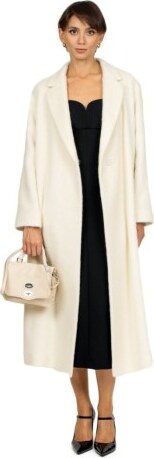 Mouche Cappotto Lungo Grigio In Alpaca - Bianco