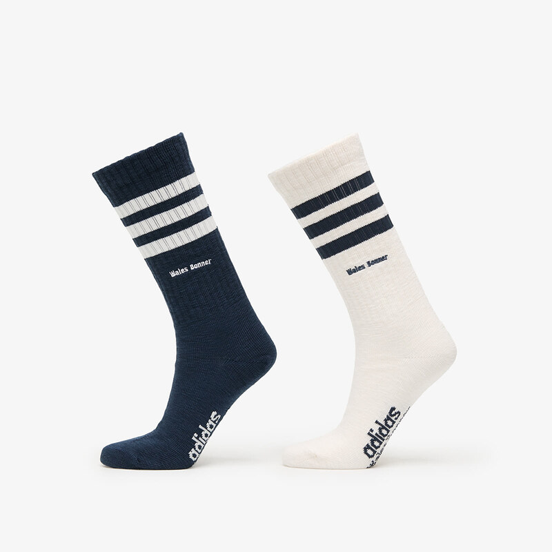 adidas Originals Calzini adidas x Wales Bonner 3 Stripe Socks 2-Pack Blue/ Night Navy/ Chalk White M