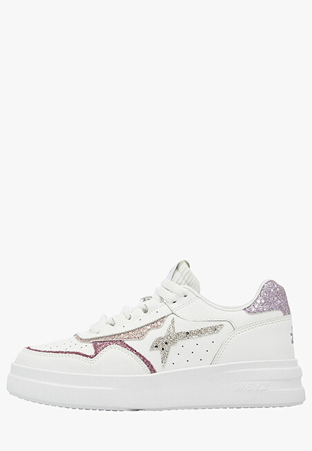 W6YZ - Sneakers donna in pelle - Art. Xenia White/Silver 37