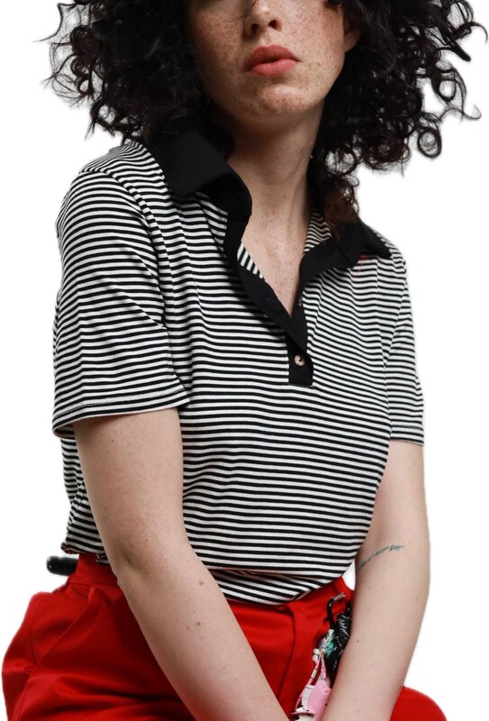 Susy Mix Maglia Polo Meza Manica Righe - Nero Black Woman PE25 promo